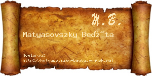 Matyasovszky Beáta névjegykártya